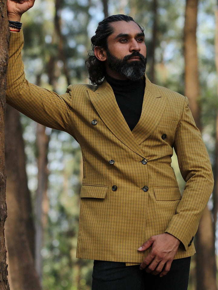 Amazing Mustard Color Men's Double Breasted Blazer - VJV Now