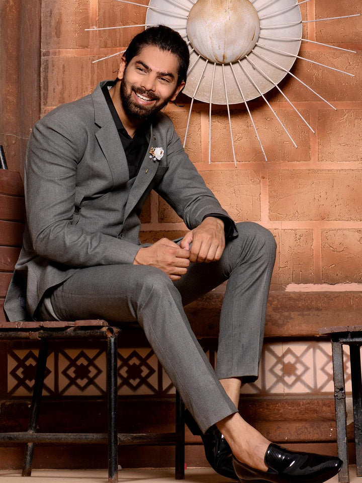Marvelous Stylish Grey Color Men's Double Breasted Designer Suit - VJV Now