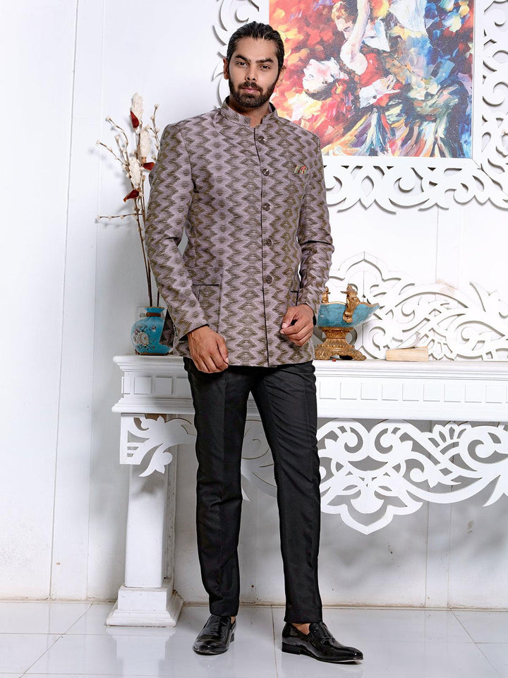 Mod Dark Grey Color Cotton Men's Designer Jodhpuri Suit - VJV Now