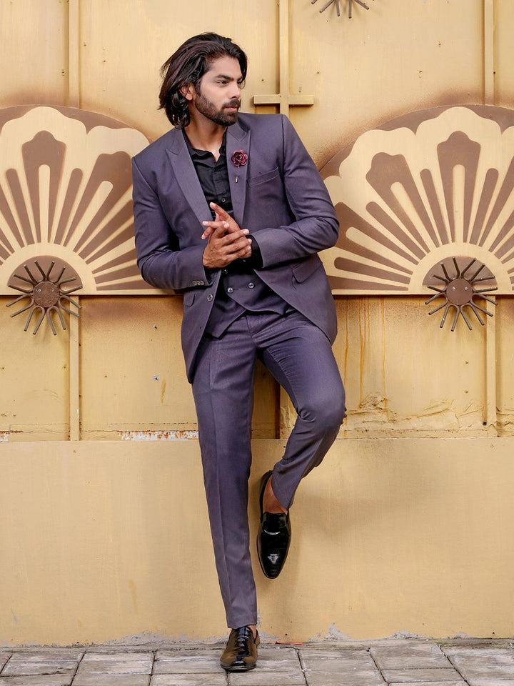 Opulent Dark Grey Color Men's Single Breasted Designer Suit - VJV Now
