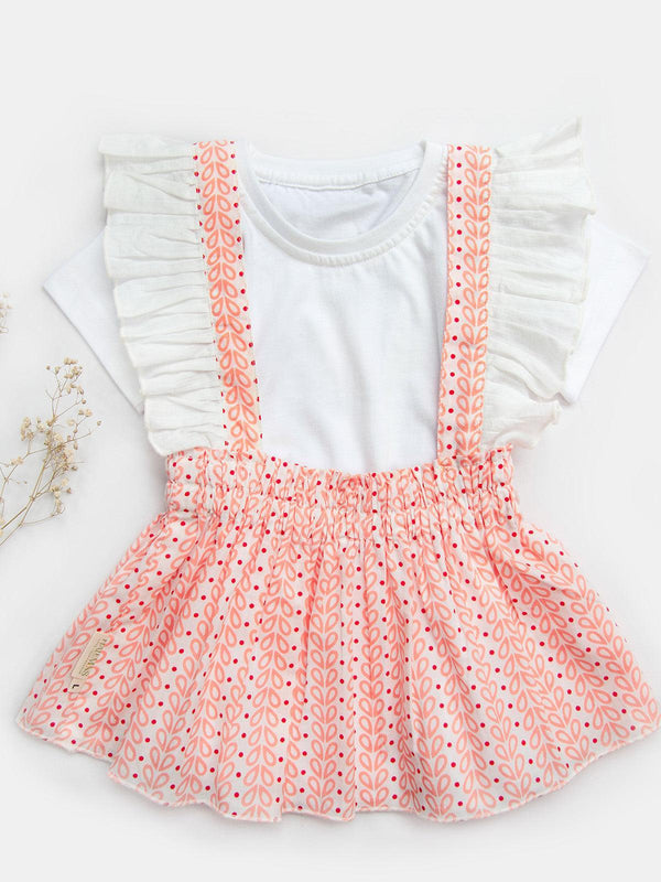 Peach Cotton stripe Hipsters Frilled Mini Frock - VJV Now