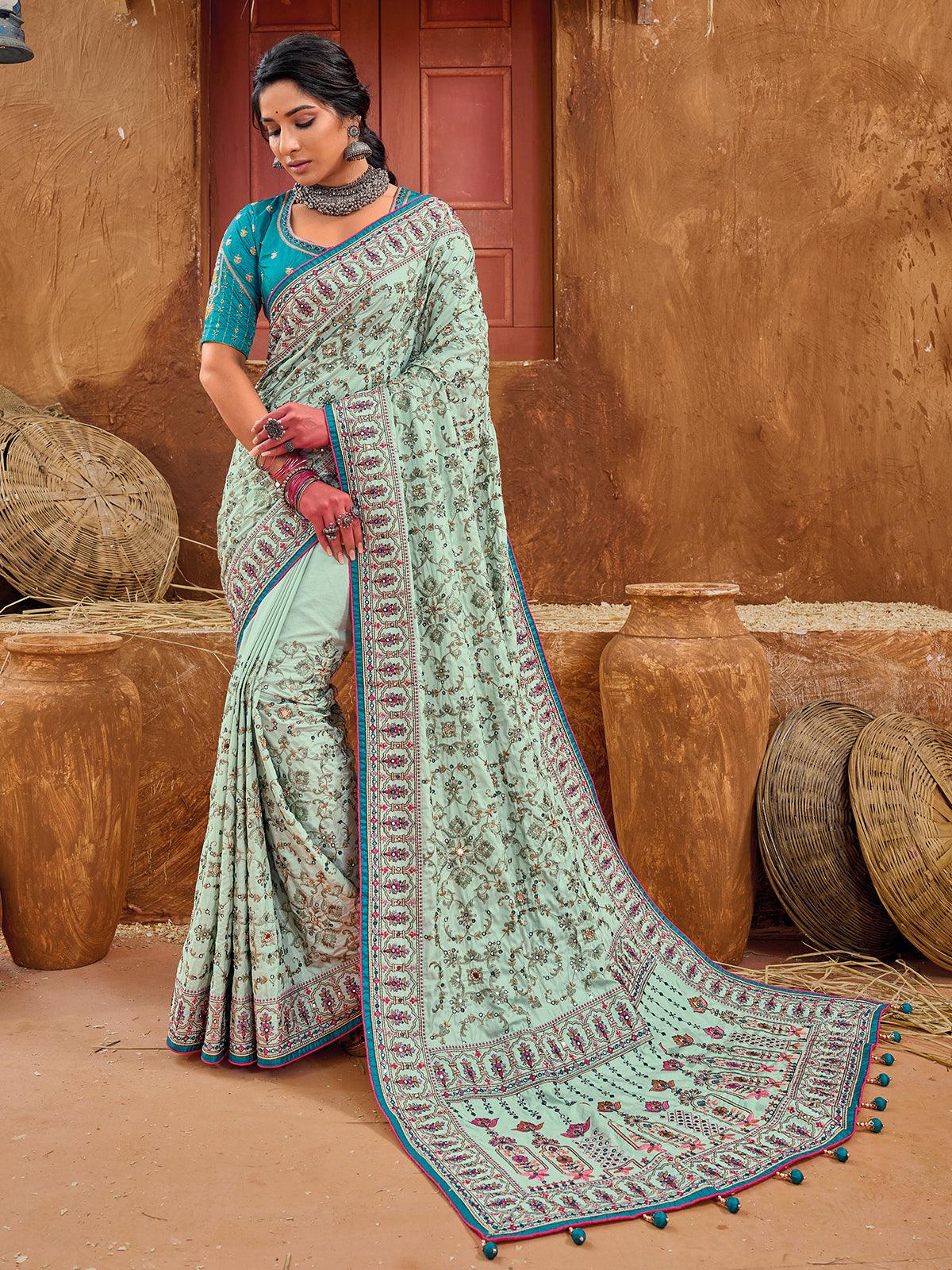 Innovative Green Weaving Banarasi Silk Traditional Saree