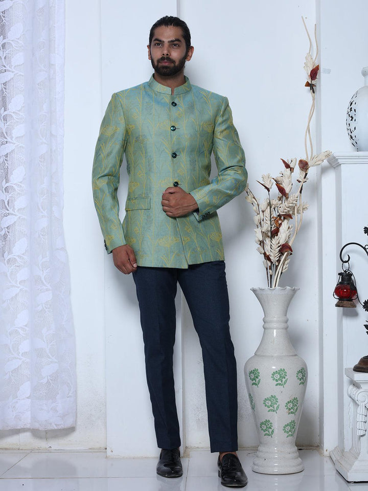 Trendy Sea Green Color Cotton Men's Designer Jodhpuri Suit - VJV Now