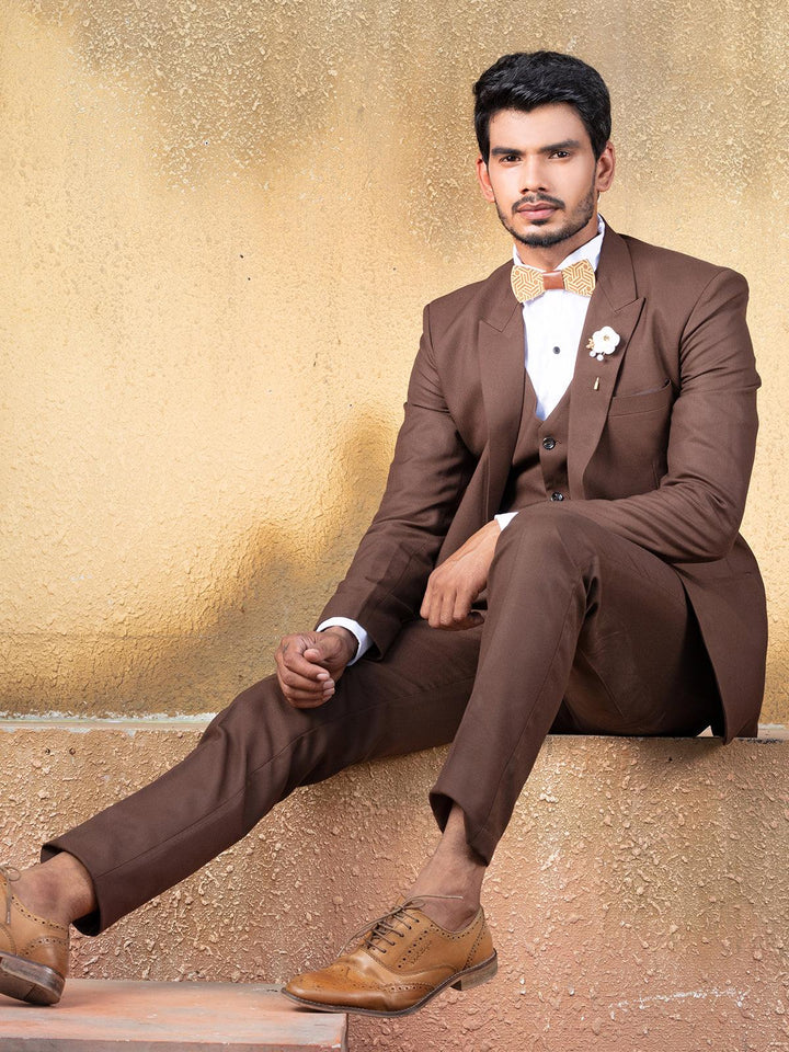 Wondrous Dark Brown Color Men's Single Breasted Designer Suit - VJV Now