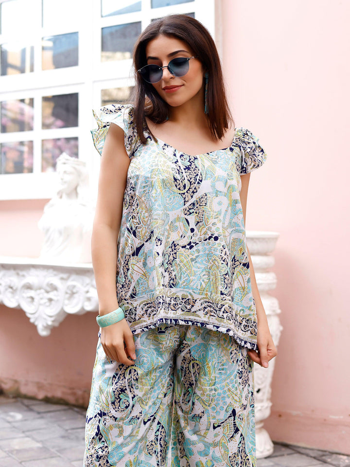 Multi Color Paisley Printed Designer Ready To Wear Co-Ords Sets - VJV Now