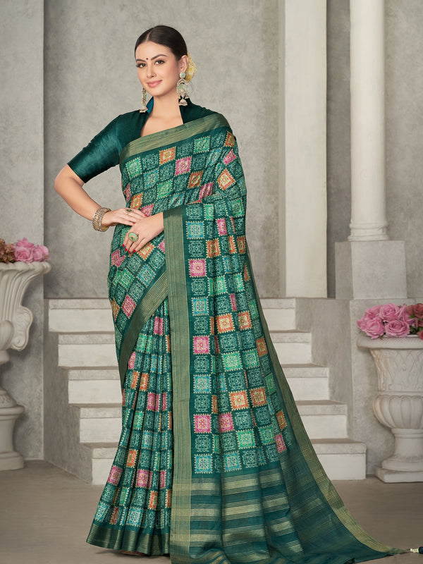 Green Tussar Silk Woven Design Wear Saree