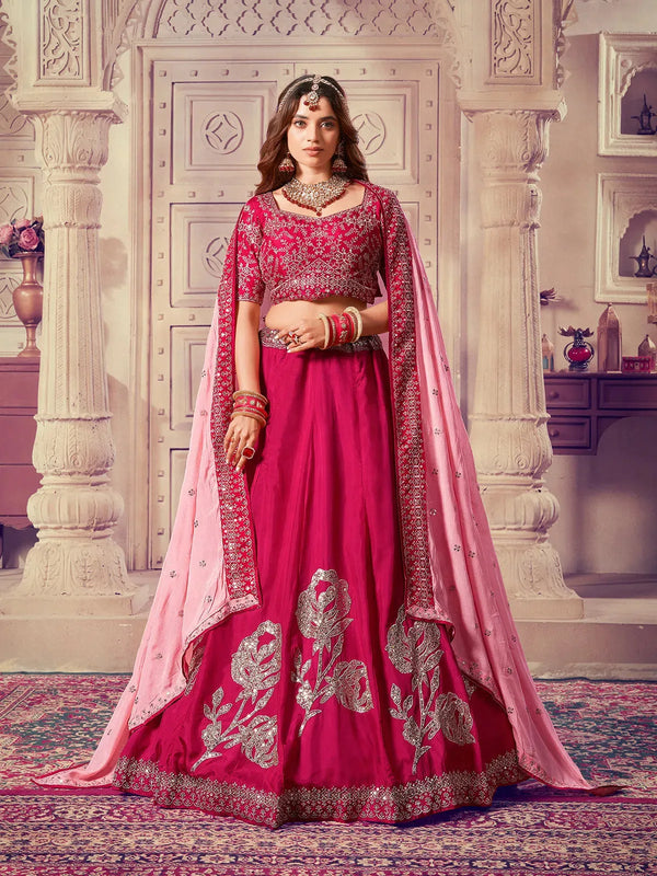 Pink Premium Sequance Lehenga Set with Viscose Silk For Bridal & Wedding Wear