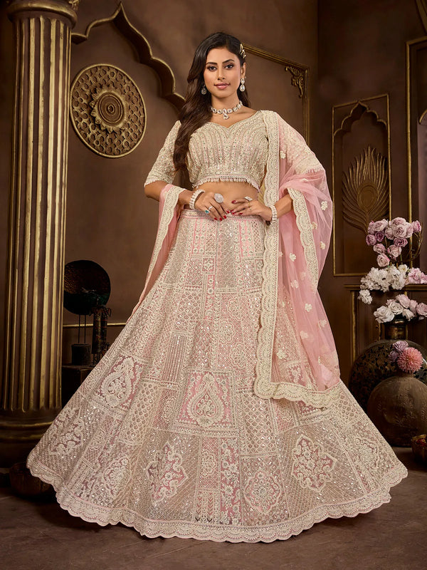 Peach Bridal Lehenga with Premium Zarkan Codding Work  For Weedings