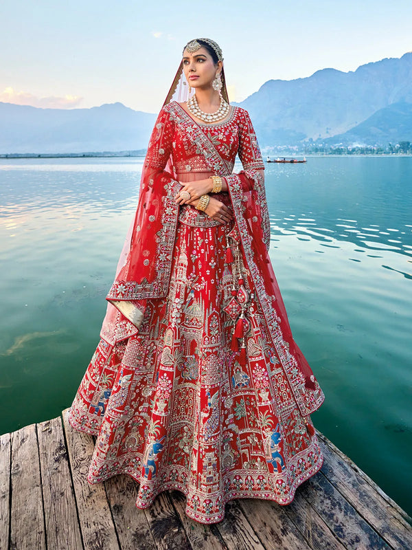 Red Bridal Designer Silk Weeding Lehenga Choli