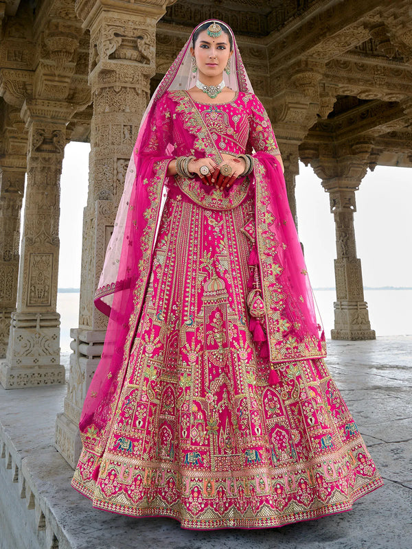 Traditional Bridal Designer Silk Weeding Lehenga In Pink