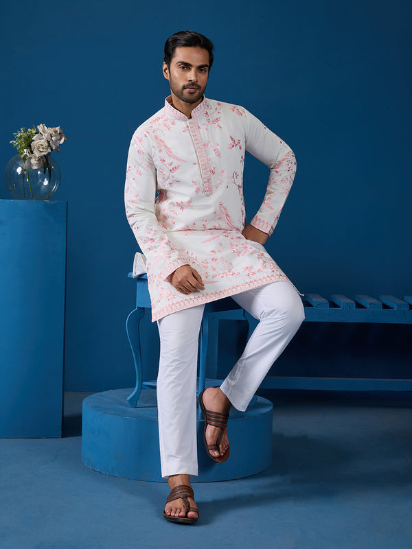 Traditional Embroidered Work Viscose Silk Men's weeding Kurta