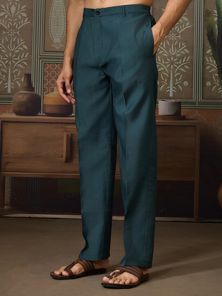 Green Viscose Silk Kurta with Koti for Men | Multi-Thread & Sequence Embroidery | Festive & Wedding Wear