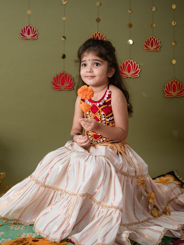 Buy Sitara Maroon Kutchi Embroidered Lehenga Choli Set for Girls – Navratri Festive Outfit Online