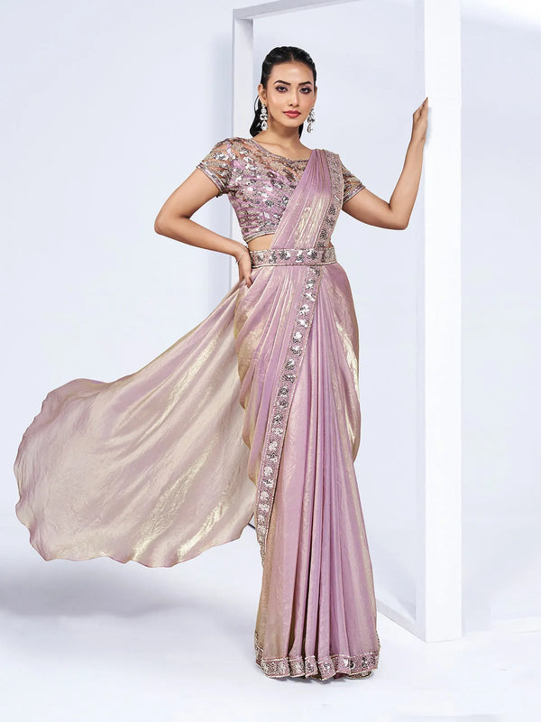 Pink Fency Designer Party Wear Silk ReadyMade Saree