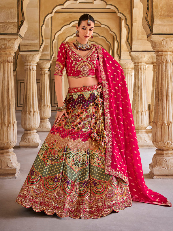 Designer Multi-Color Bridal Lehenga Choli in Embordered Work