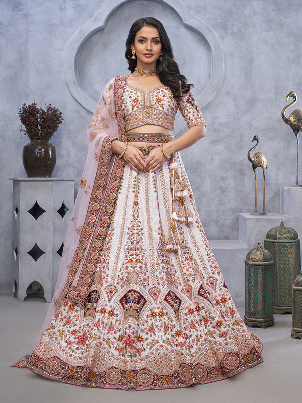 Light Purple Organza Silk Lehenga with Regal Peacock Motifs