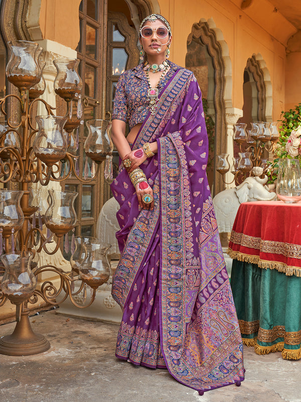 Silk Designer Weeding Wear saree in Purple