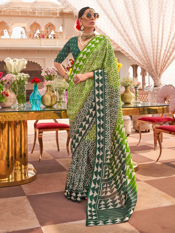 Green Silk Weeding Wear Traditional Designer Saree