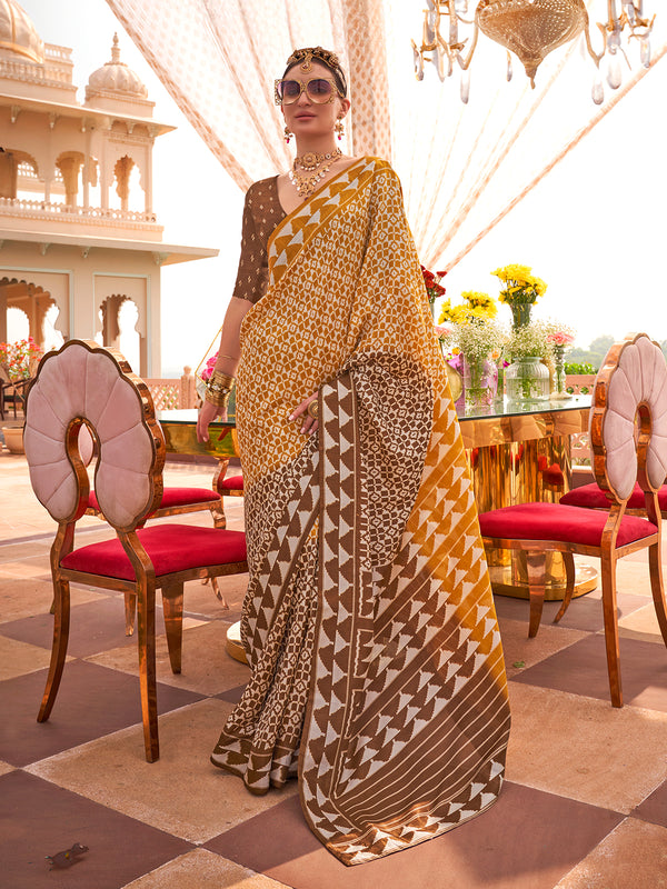 Mustard Silk Weeding Wear Traditional Designer Saree