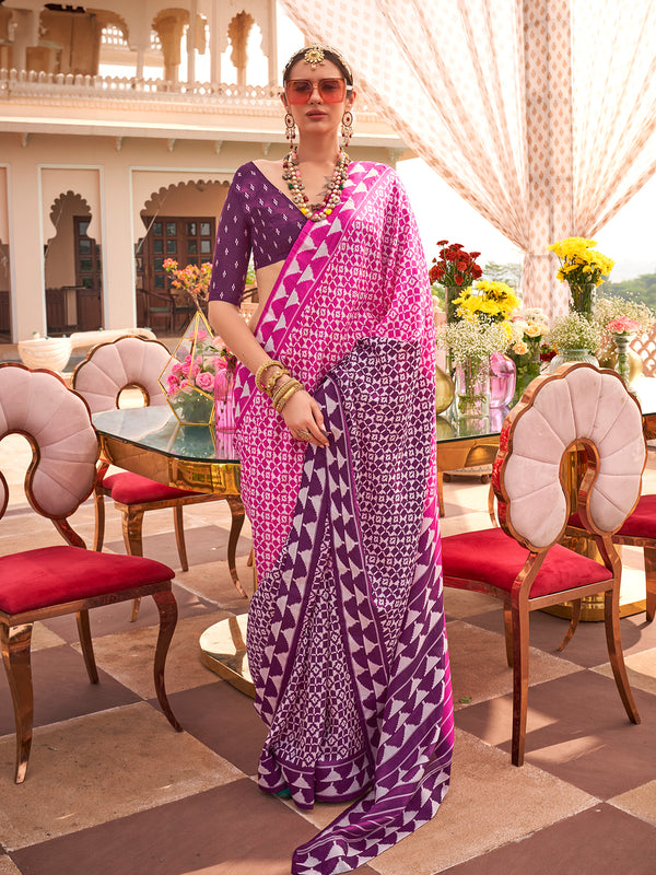 Pink Silk Weeding Wear Traditional Designer Saree