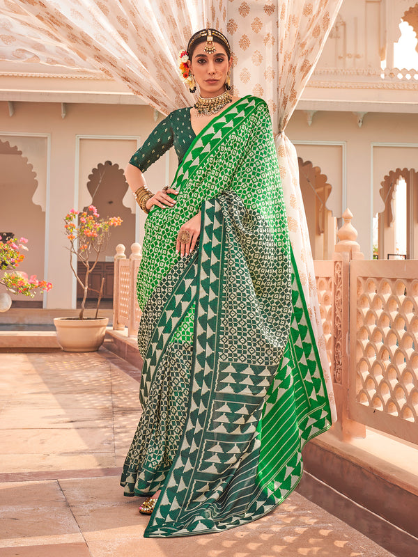 Dark Green Silk Weeding Wear Traditional Designer Saree