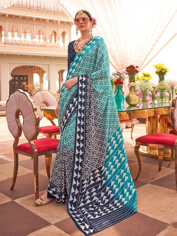 Blue Weeding Wear Traditional Designer Saree