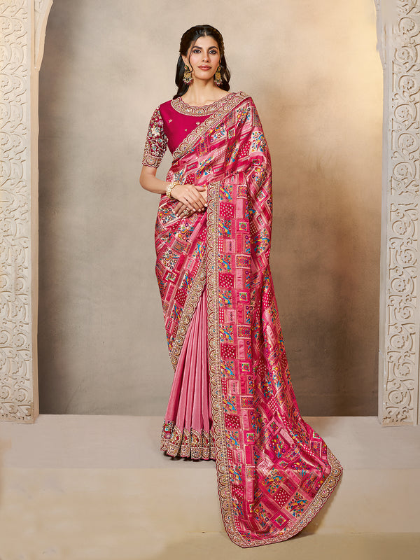 Premium Rani Pure Gajji Jacquard Silk Saree with Multi Embroidery & Handwork | Elegant Designer Party Wear Saree