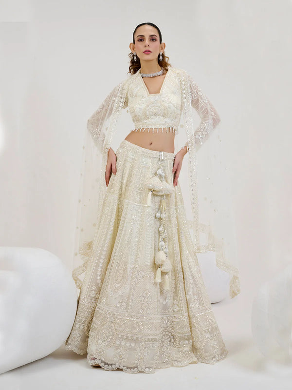 Fancy Designer White Embordered Weeding Lehenga Choli