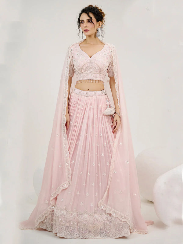 Light Pink Embordered Weeding Lehenga Choli