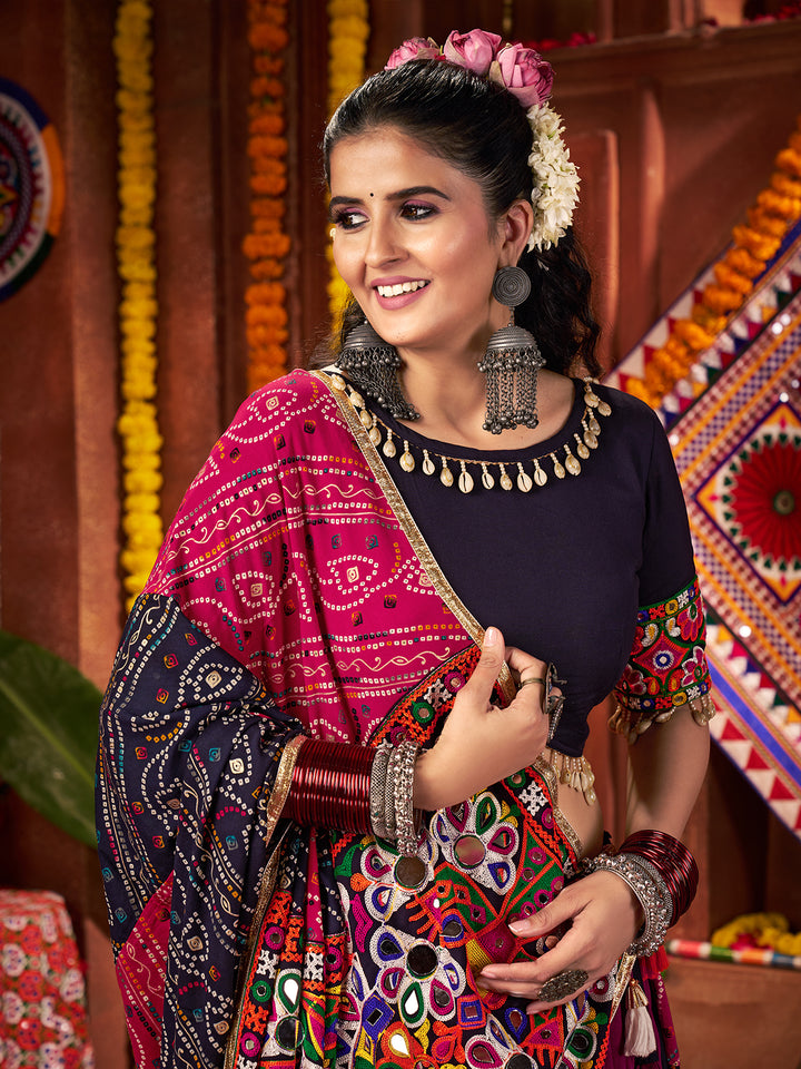 Designer Multicolor Kutchi Work Navratri Chaniya Choli Set