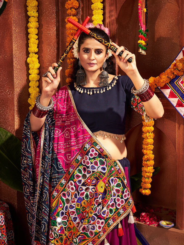 Designer Multicolor Kutchi Work Navratri Chaniya Choli Set