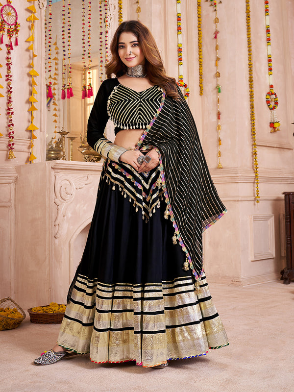 Black Designer Viscose Cotton Navratri Chaniya Choli Set
