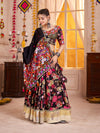 Black Viscose Cotton Navratri Lehenga Choli with Kutchi Patch & Mirror Work