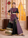 Multi-Color Navratri Lehenga Choli with Kutchi Patch Work, Mirror & Viscose Cotton Dupatta