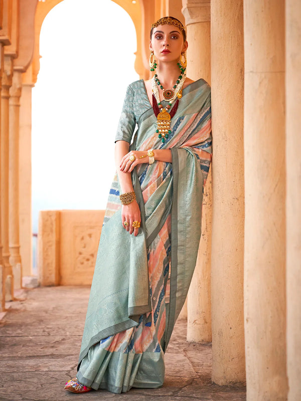 Pista Green Viscose Silk Saree For Festival And Weeding Wear