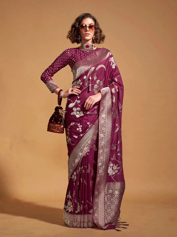 Wine Georgette Silk Saree For Kocktail Party Wear