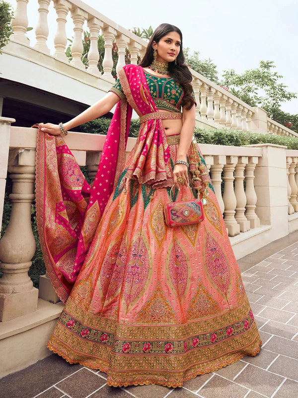 Radiant Multi-Color Lehenga Choli Set with Zarkan & Embroidery Work For Weeding