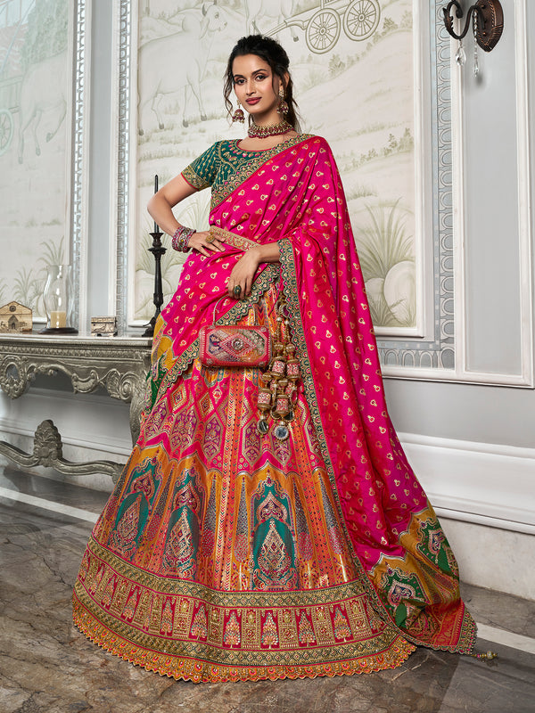 Banarasi Silk Bridal Lehenga Set wIth  with Zarkan and Latkans For Weeding