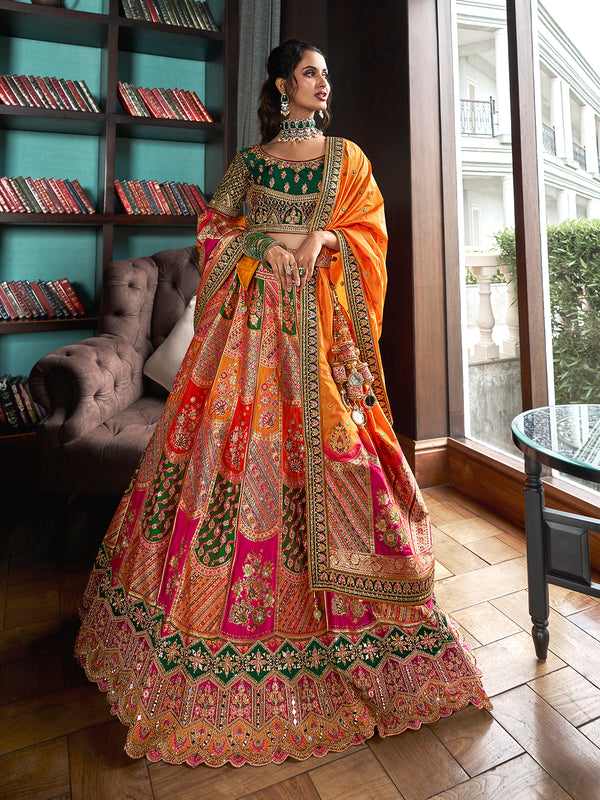 Bridal Embordered Banarasi Silk Bridal Lehenga Set For Weeding Wear