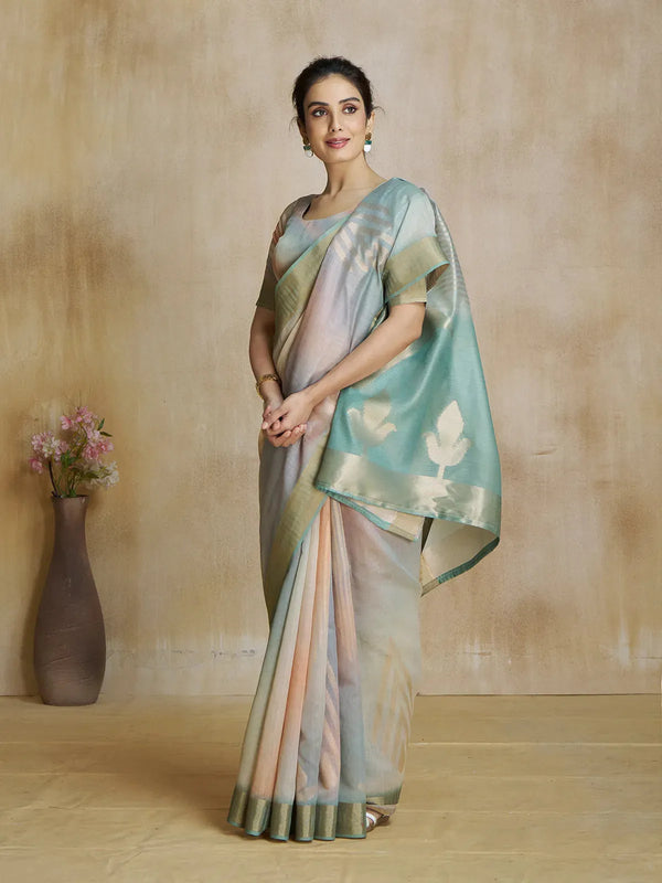 Grey Shade Silk Saree with Digital Print For Office Casual Wear