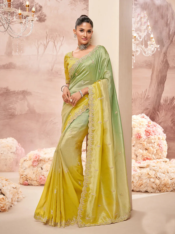 Multi-Color Gold Designer Banarasi Silk Weeding Saree