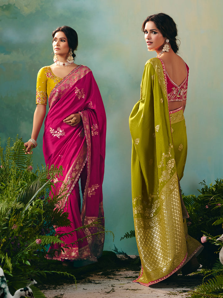 Red Dola Viscose Silk Saree with Zari Weaving and Sequence Work | Festive Red Saree for Wedding Red Dola Silk Saree with Zari Work and Sequins | Wedding & Festive Wear Collection