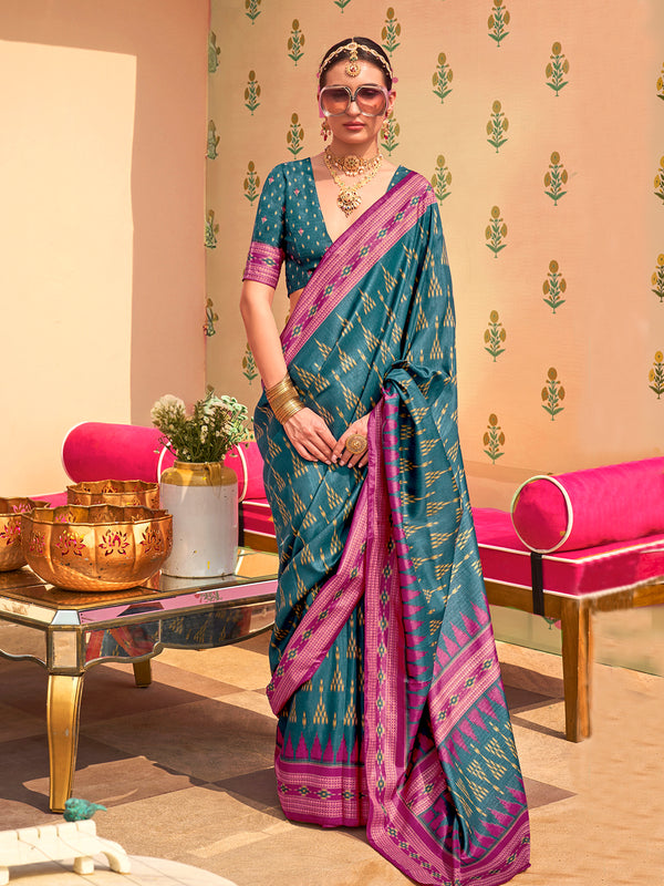 Blue Designer Weeding Wear Traditional Silk Classic Saree