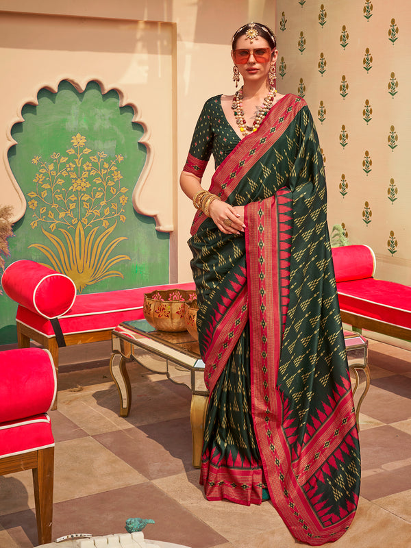 Green Designer Weeding Wear Traditional Silk Classic Saree