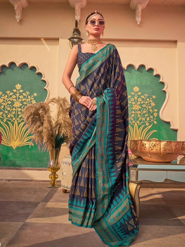 Navy Designer Weeding Wear Traditional Silk Classic Saree