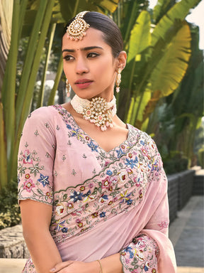 Banarasi Jari Pink Designer Weeding Saree - VJV Now - India