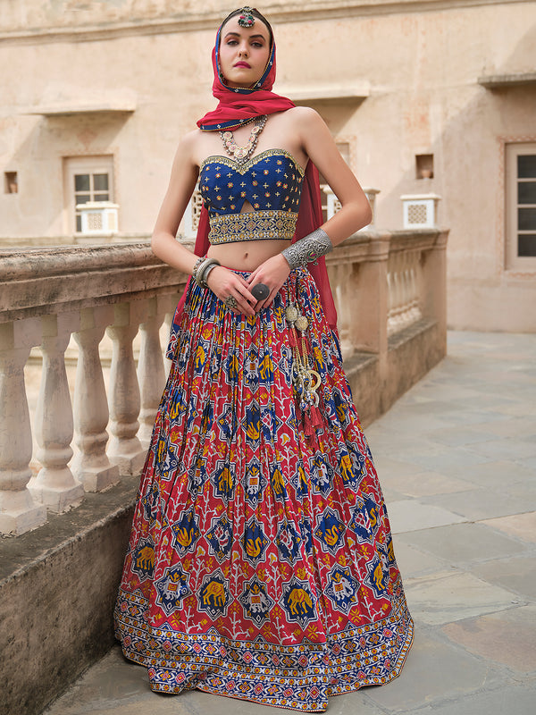 Designer Silk Weeding Lehenga Choli With Foil Print