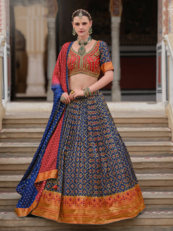 Foil Print Silk Traditional Weeding Lehenga Choli