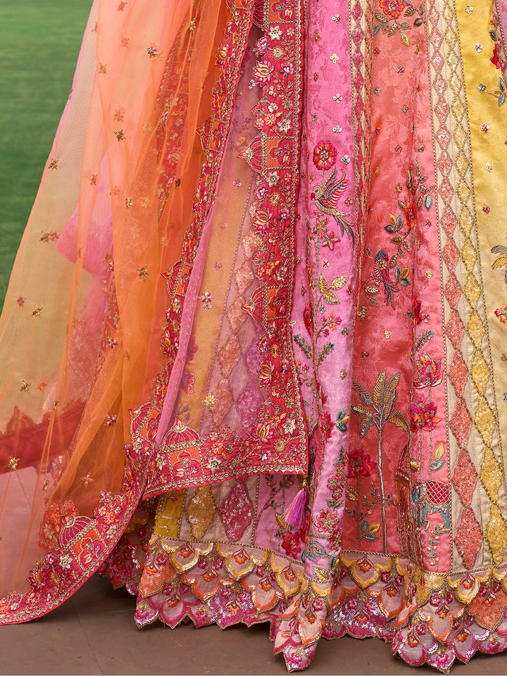 Designer Pink Silk Wedding Lehenga Choli: Cut Work, Heavy Stone & Mirror Embroidery | New Bridal Collection