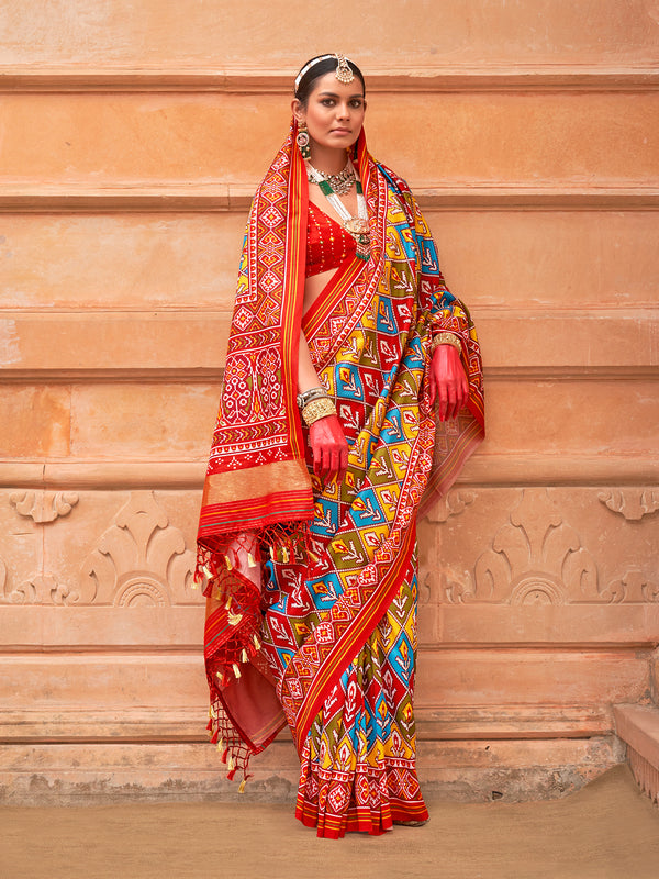 Multi-Color Patola Designer Silk Festival Saree